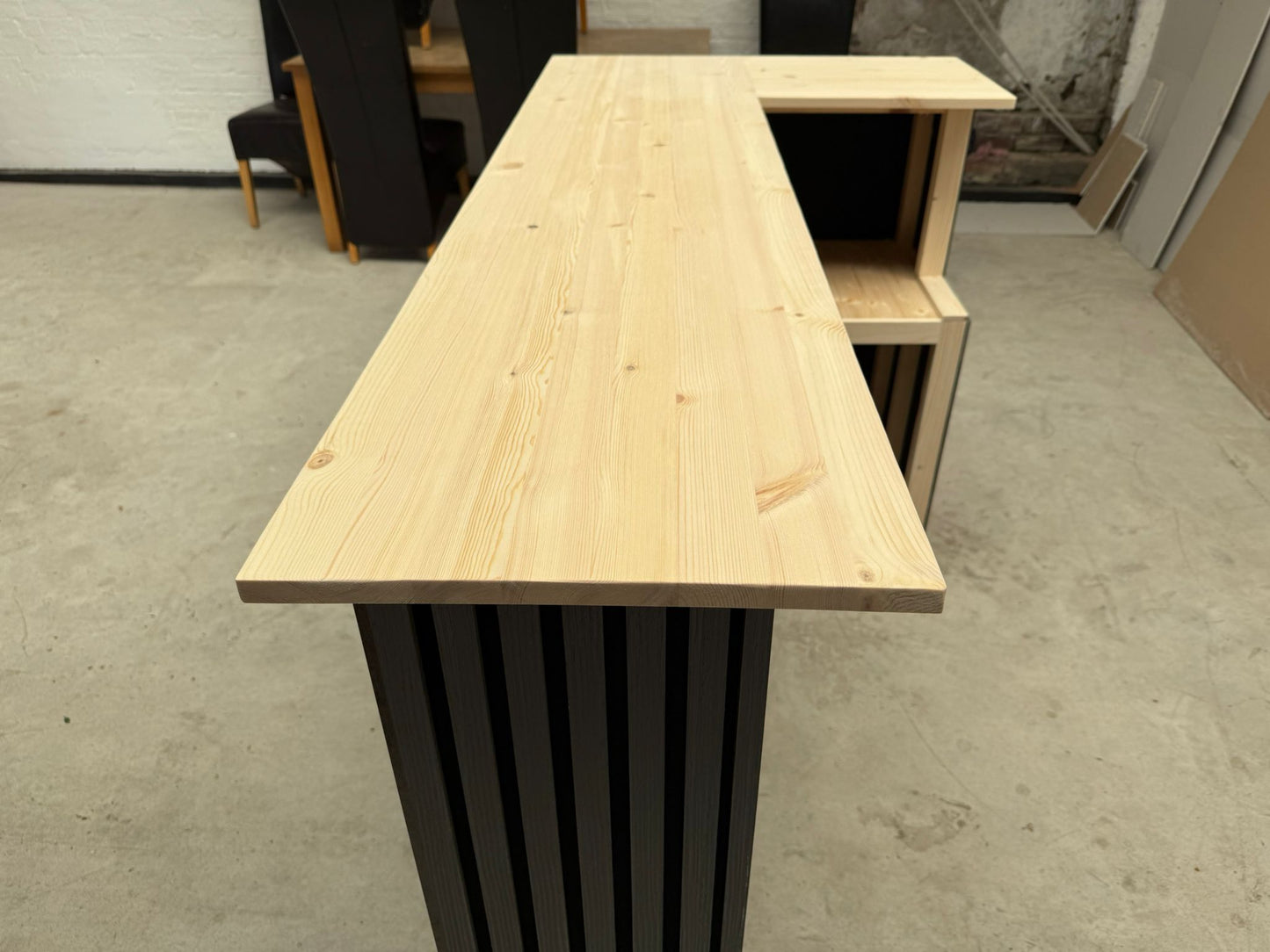 Handmade L-Shaped Wooden Home Bar