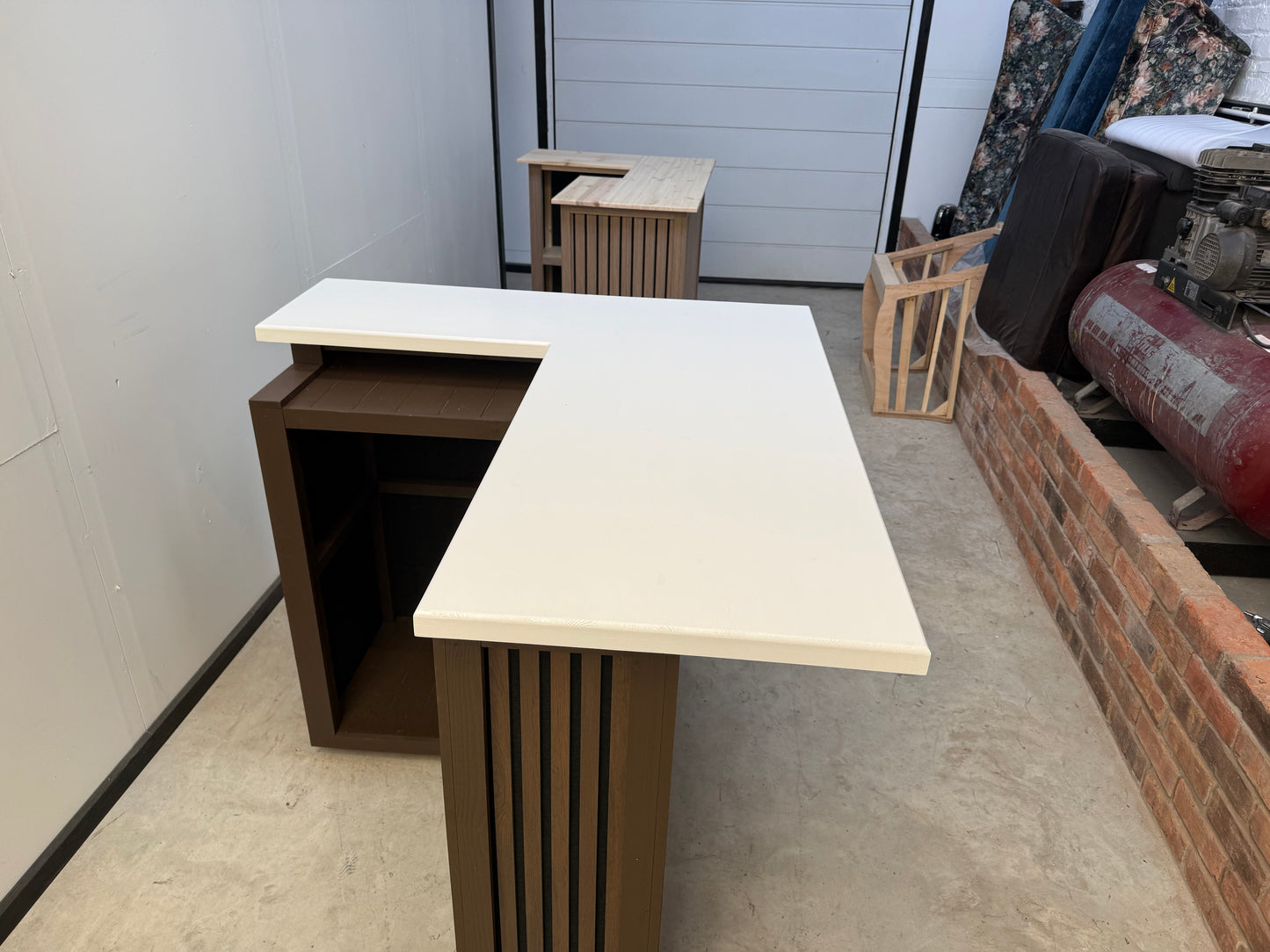 Modern L-Shaped Home Bar with Acoustic Panel Design – Handmade to Order