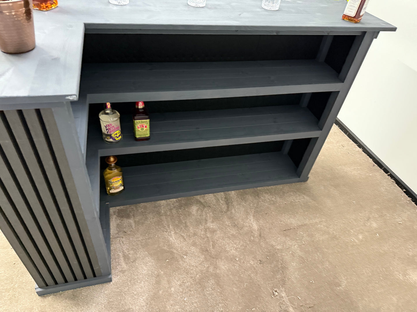 Handmade L-Shaped Wooden Bar – Acoustic Panel Front – Custom Sizes UK