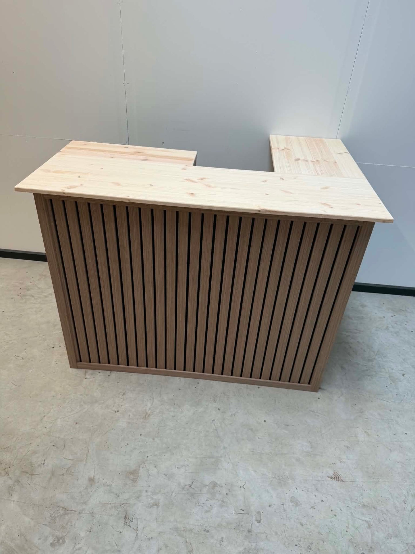 Handmade L-Shaped Wooden Bar – Acoustic Panel Front – Custom Sizes UK