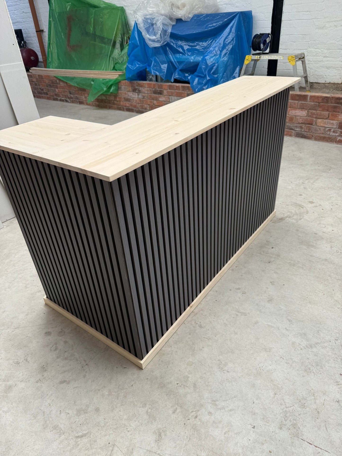 Handmade L-Shaped Wooden Home Bar