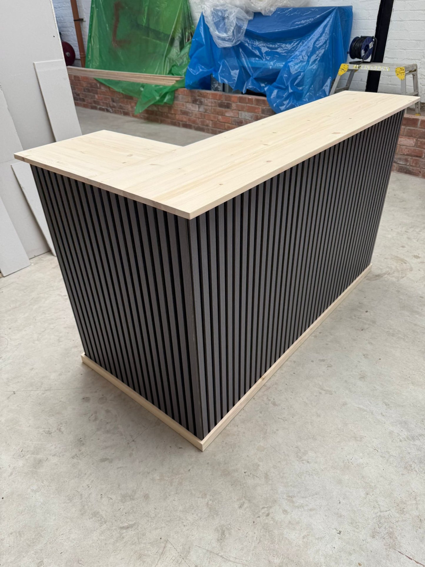 Handmade L-Shaped Wooden Home Bar