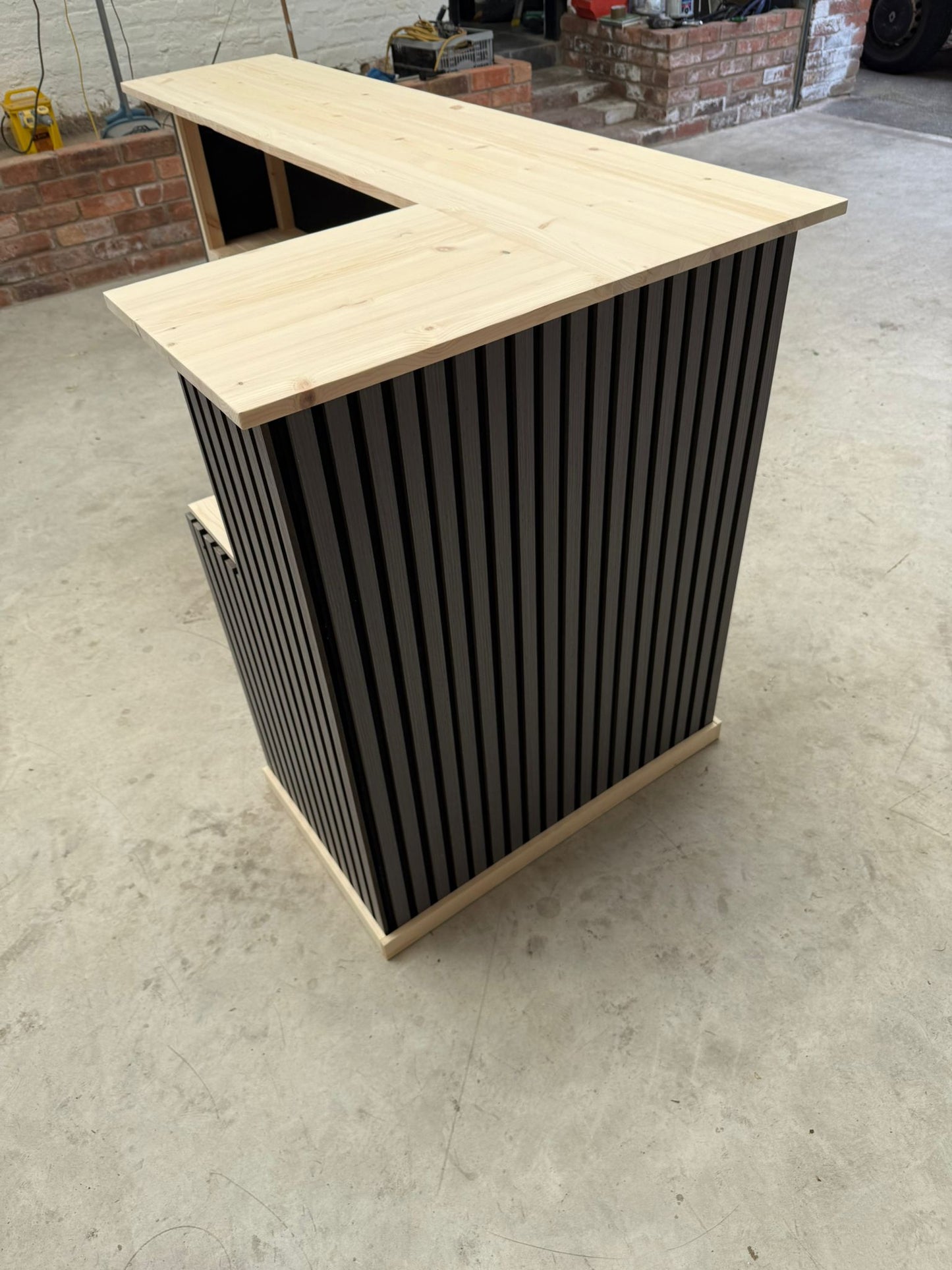 Handmade L-Shaped Wooden Home Bar