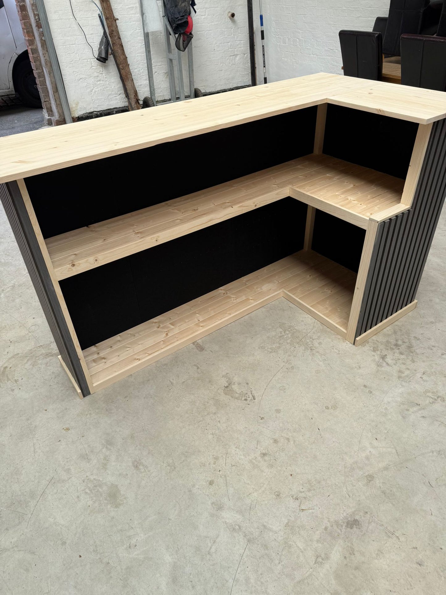 Handmade L-Shaped Wooden Home Bar