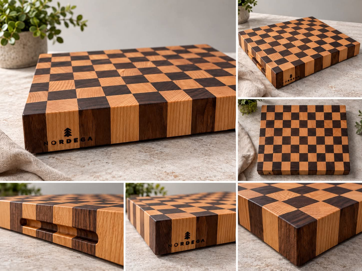 NORDEGA Black Walnut & Beech Chopping Board – 37 × 29 cm