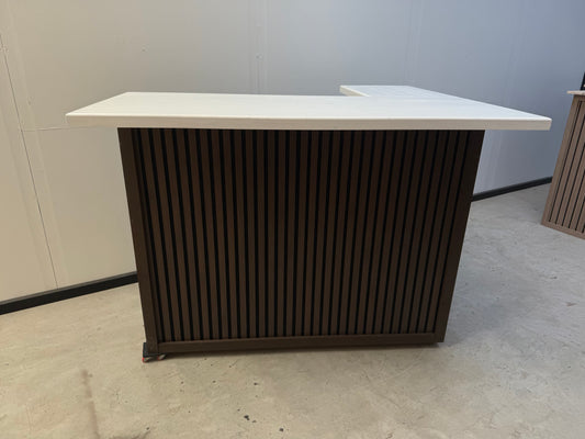 Modern L-Shaped Home Bar with Acoustic Panel Design – Handmade to Order