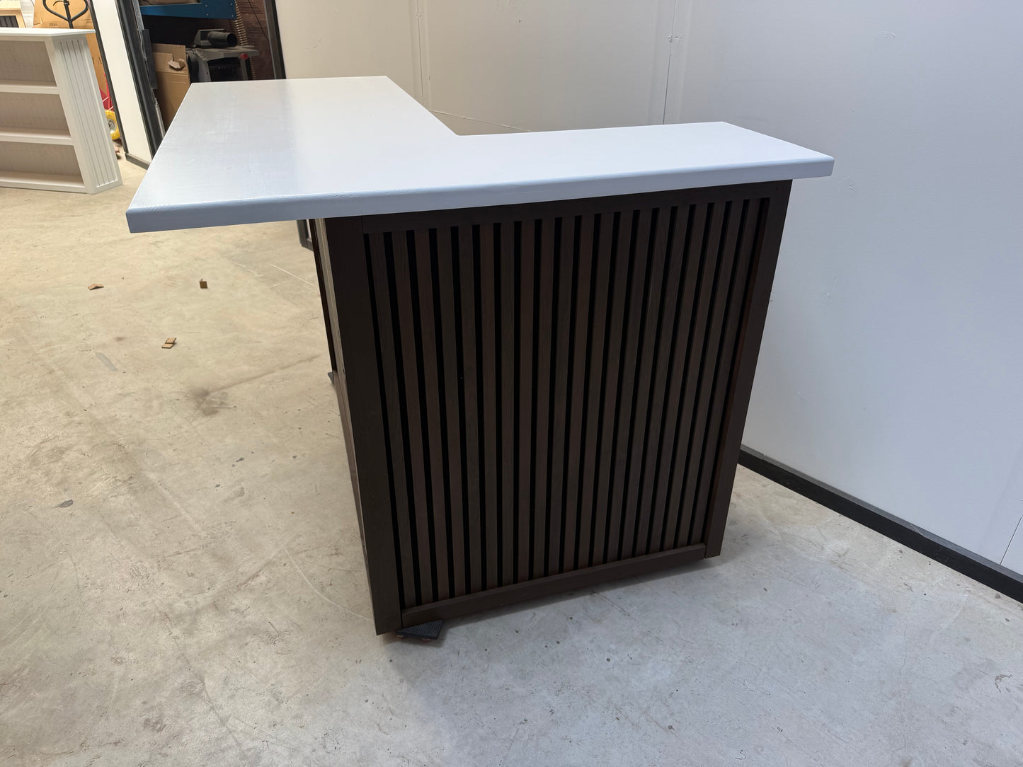 Modern L-Shaped Home Bar with Acoustic Panel Design – Handmade to Order