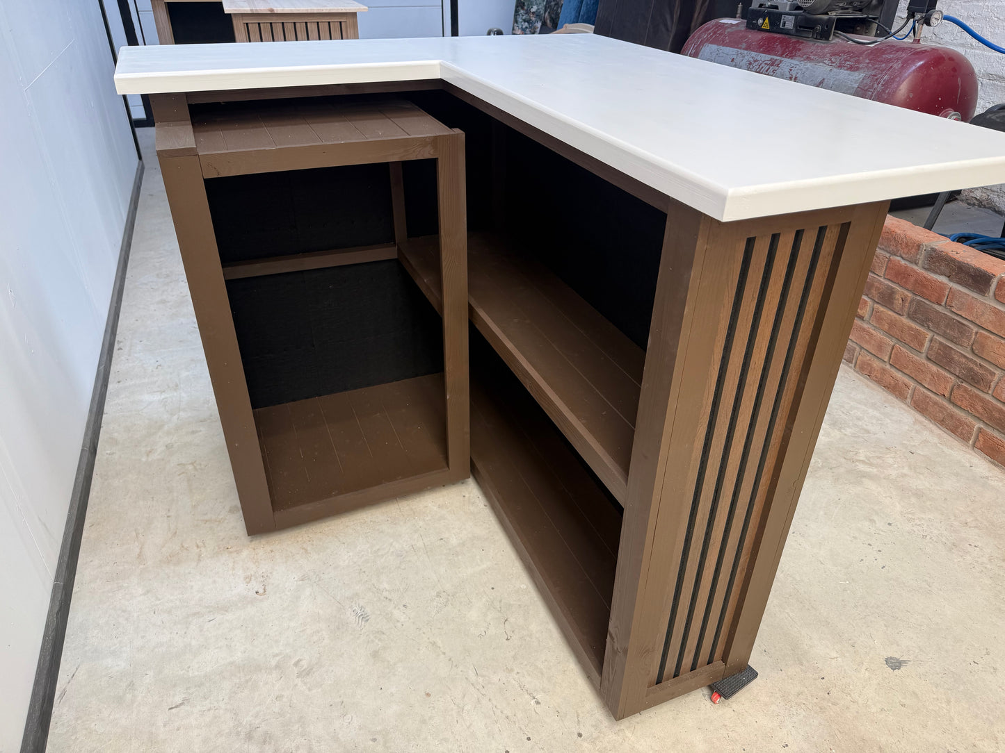 Modern L-Shaped Home Bar with Acoustic Panel Design – Handmade to Order