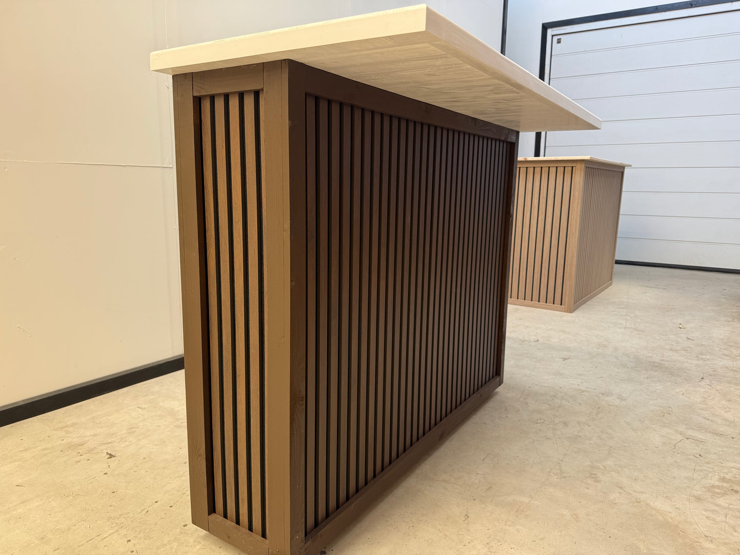 Modern L-Shaped Home Bar with Acoustic Panel Design – Handmade to Order