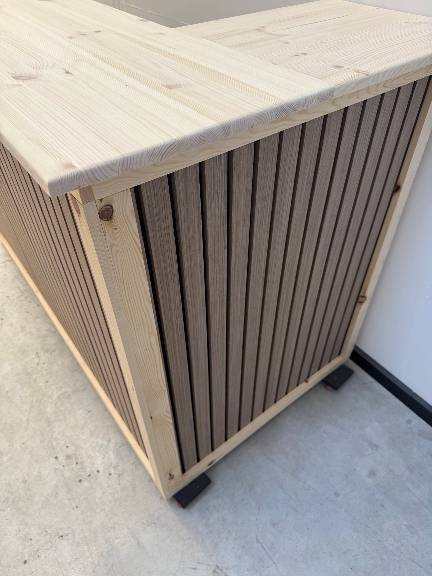 Handmade L-Shaped Wooden Bar – Acoustic Panel Front – Custom Sizes UK