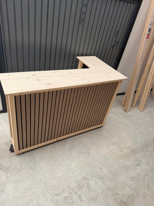 Handmade L-Shaped Wooden Bar – Acoustic Panel Front – Custom Sizes UK