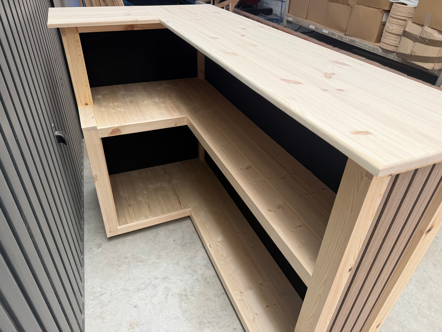 Handmade L-Shaped Wooden Bar – Acoustic Panel Front – Custom Sizes UK