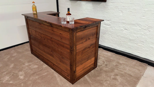 U-Shape Handmade Wooden Bar Pub Rustic Solid Wood Man Cave Garden Drinks Counter
