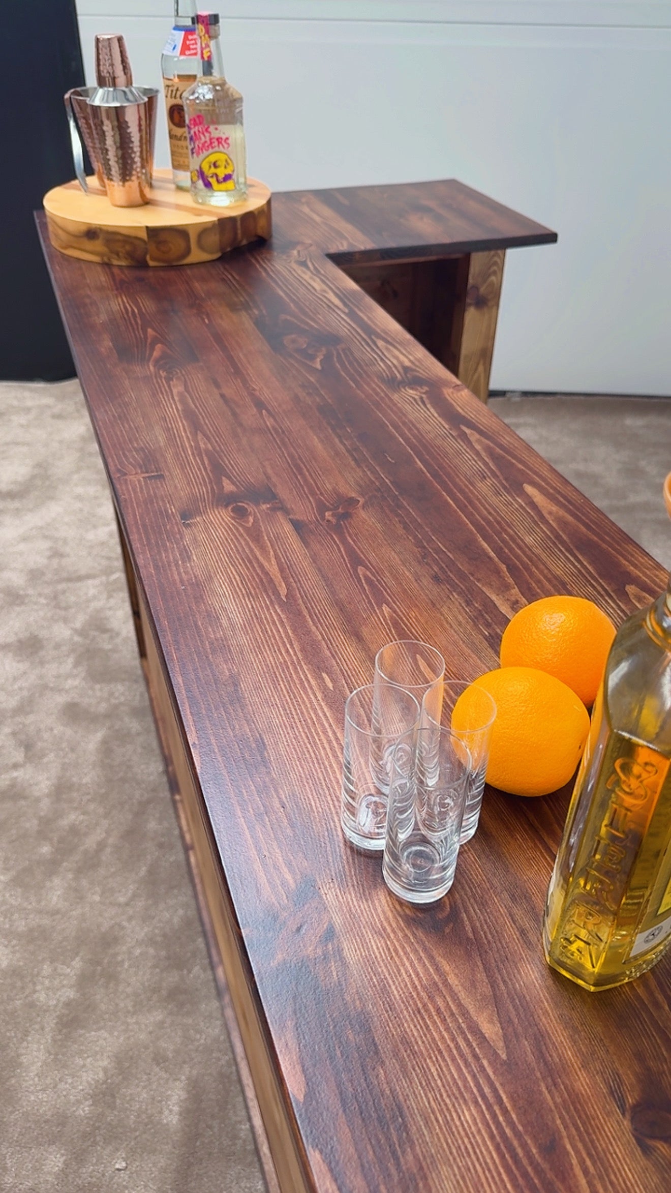 Handmade Wooden Home Bar Pub | Rustic Solid Wood Man Cave Garden Drinks Counter