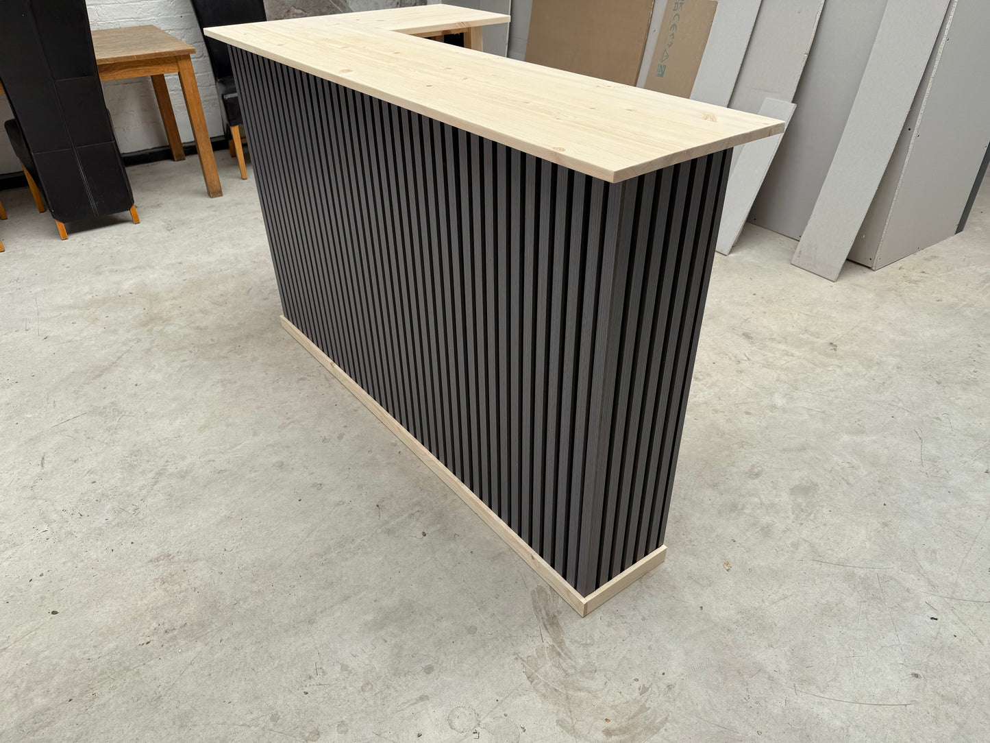 Handmade L-Shaped Wooden Bar – Acoustic Panel Front – Custom Sizes UK