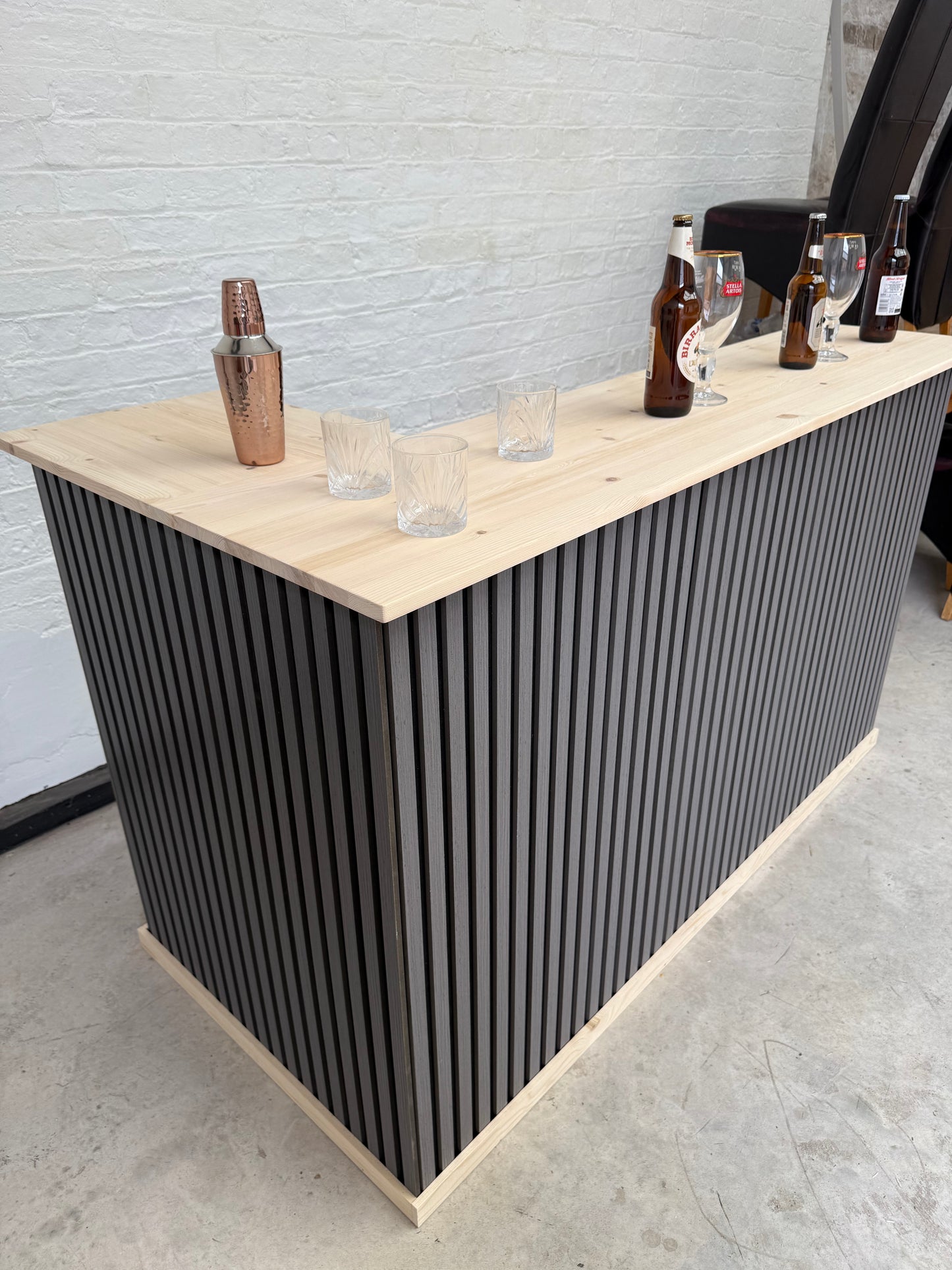 Handmade L-Shaped Wooden Bar – Acoustic Panel Front – Custom Sizes UK
